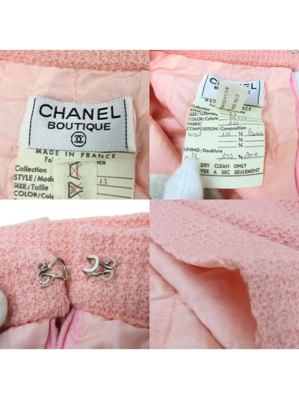 Chanel Set Suit 36 Wool Silk Pink Black Bicolor Coco Button Apparel Women
